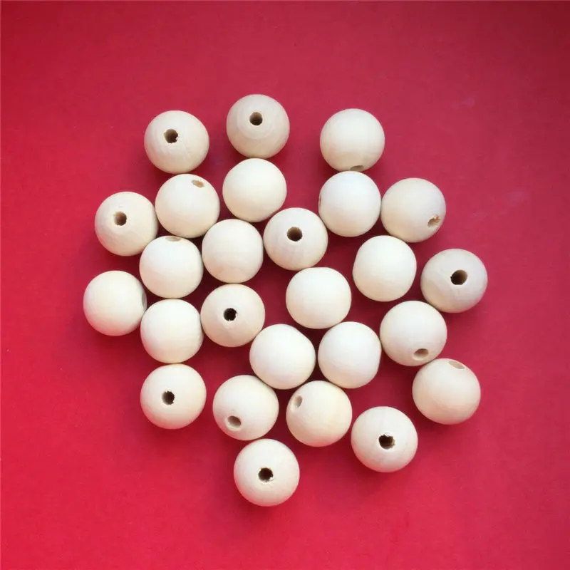 100pcs/lot Round unfinished nature wooded beads Baby pacifier Chain Clip Dummy Teething Jewelry Necklace Wood Beads