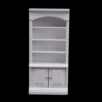 

1Pc Wooden Furniture Modern White Doll House Wooden Living Room Book Cabinet bookshelf Cabinet 1:12 Dollhouse Miniature