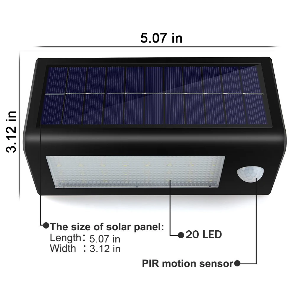 20 светодиодный садовый светильник на солнечной энергии с датчиком движения, водонепроницаемый садовый настенный светильник, товары для сада, украшения, украшение E5M1