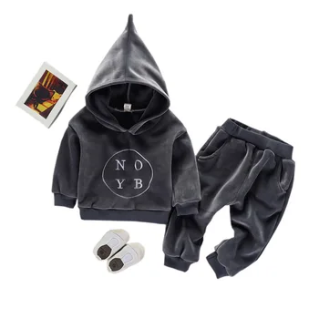 

Children's gold velvet suit winter sweater