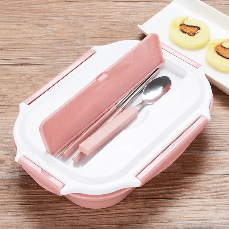 Baby Food Storage Straw Steel Lunch Box 4 Grid Children Feeding Training Container Dinnerware Set Eco-Friendly Food Lid BB5083 (2)