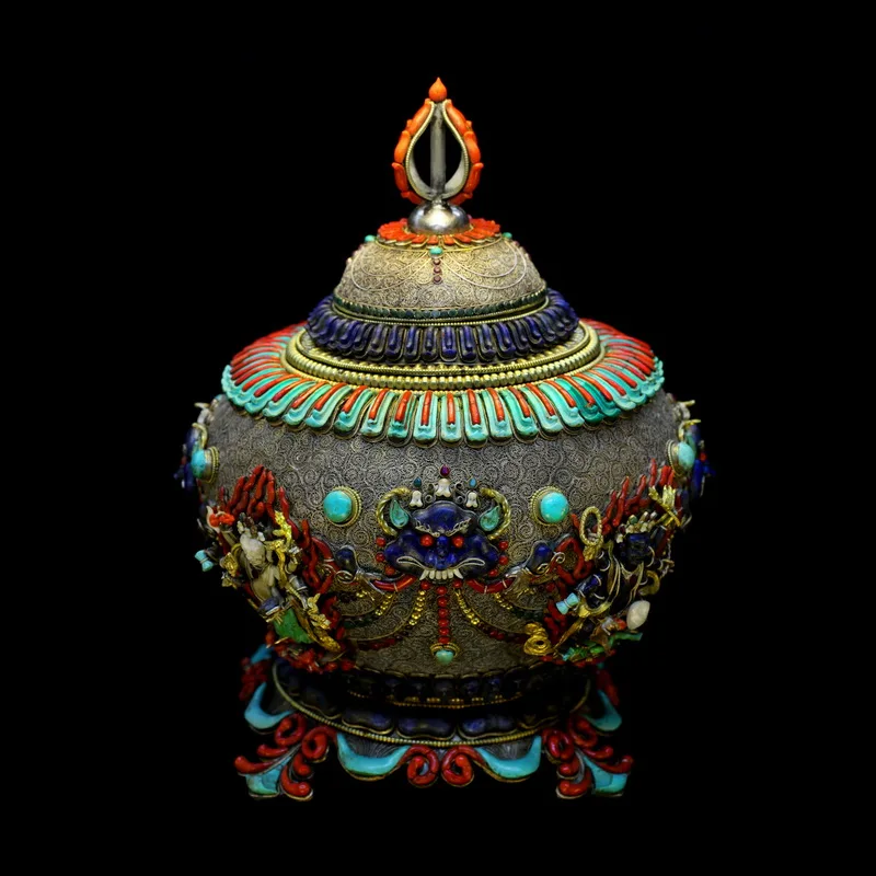 

[Mandala] sterling silver diamonds maha ra Nepal treasure pot cornucopia deposit