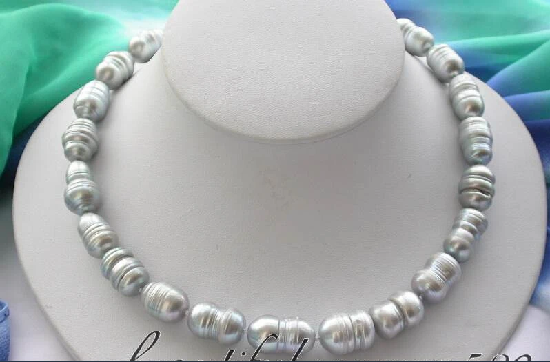 

Z3024 17" 20mm rice gray freshwater pearl necklace mabe