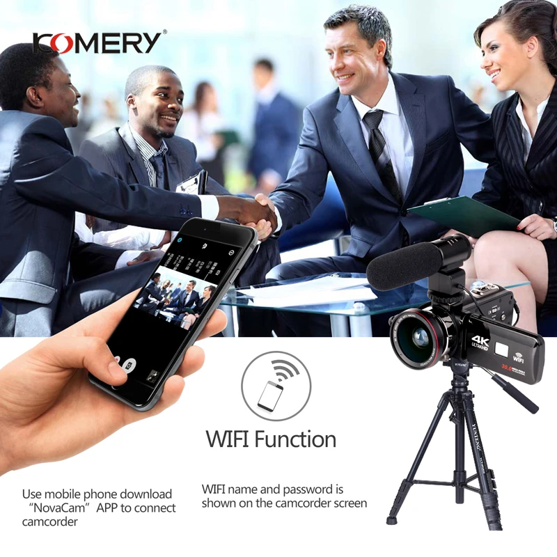 KOMERY 4 K видеокамера-Регистратор Wi-Fi ночного видения 3,0 дюймов ЖК-дисплей с сенсорным экраном с таймером для фотосъемки камера Fotografica с Micr