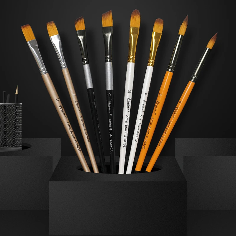 GOUACHE BRUSH SET: 5 PICS, NYLON HAIR