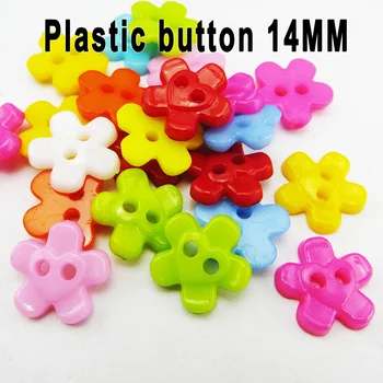 

150PCS 14MM Colors Dyed flower heart Plastic buttons coat boots sewing clothes accessory decorative button P-254