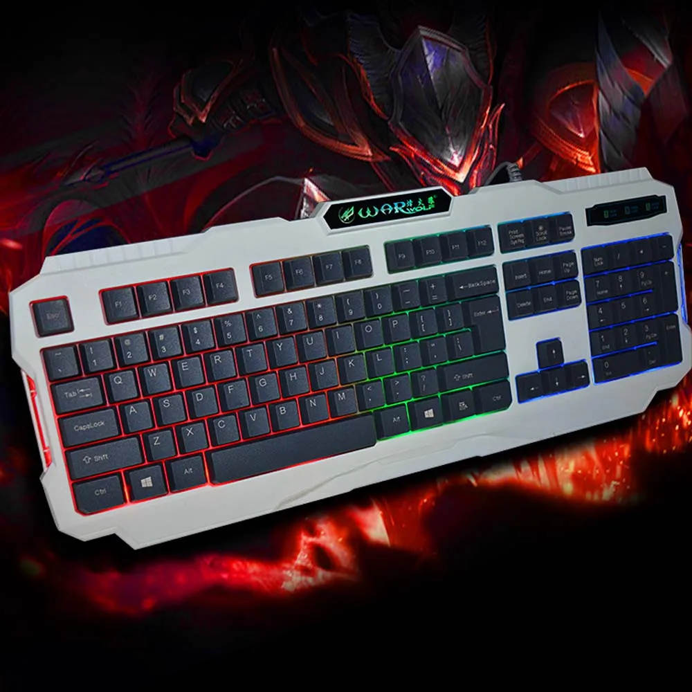 

2019 Stylish Unique S-Shaped ergonomic design USB Wired Illuminated Colorful LED Backlight Multimedia PC Gaming Keyboard
