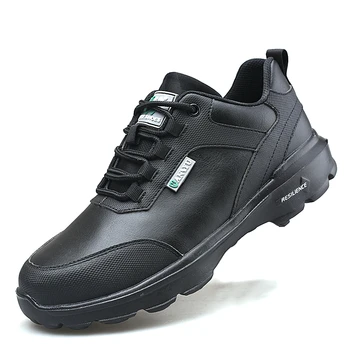 

plus size men fashion steel toe covers working safety shoes cow leather building site worker sneakers security boots protection