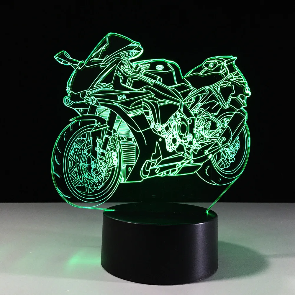 3D Led Vision Fashion Night Lights Colorful Motorcycle Table Lamp Touch Button Home Decor
