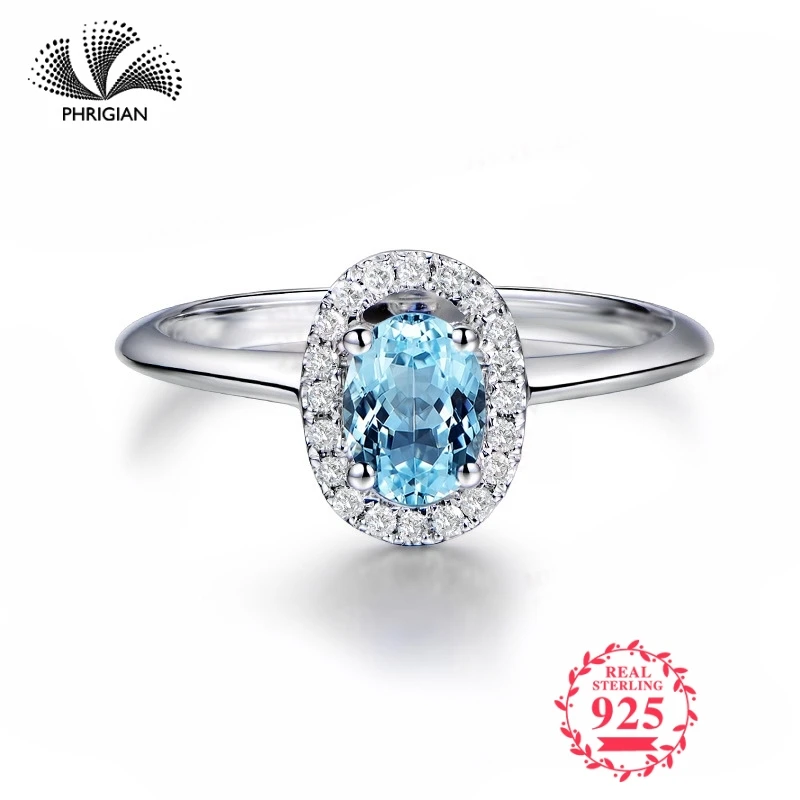 

NOT FAKE Fine Engraving Ring S925 Sterling silver gemstone oval cut ring Women custom jewelry 925 carat blue TOPAZ RING