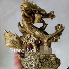 Китайский Коллекция Примитивные бронзовый дракон резные Народная Лаки Статуи