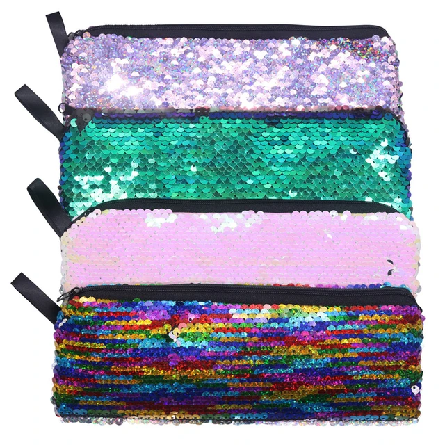 6 Colors PU Laser Fashion Kawaii Pencils Bags Zipper Pencils Case Durable  Stationery Pencil/Pen Box 1pcs DIY Reversible Double Color Sequins Glitter  Handbag Pencil Case Cosmetic Bag Makeup Pouch Escolar Papelaria for