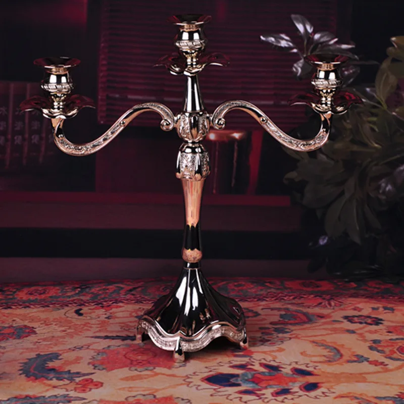 Wholesale zinc alloy silver plated Candlestick, European and American