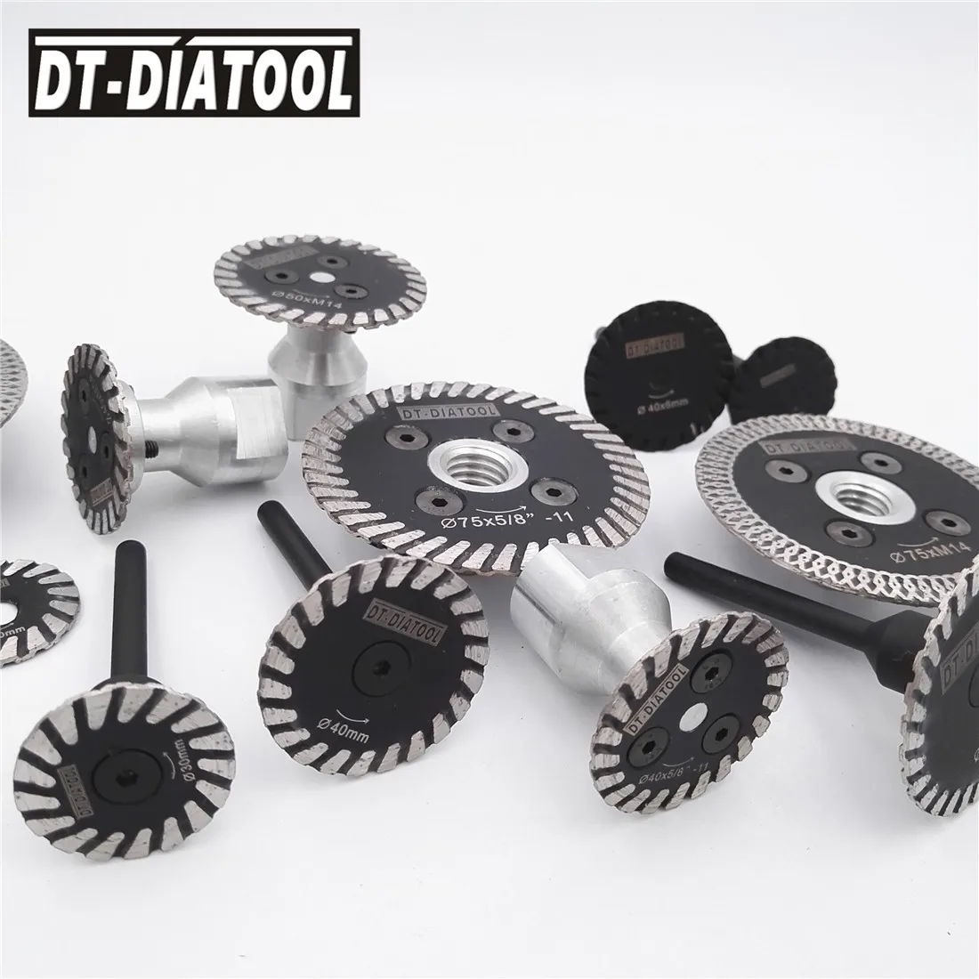 DT-DIATOOL 1 шт. диаметр 75 мм Горячий прессованный мини резьба диск турбоалмазный Сегментированная гравировка пилы со съемным фланцем 5/8-11