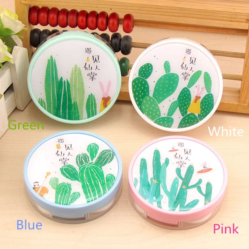 

LIUSVENTINA 2018 New Cute Meeting cactus Contact Lens Case With Mirror Box Container for Color Lenses Birthday Gift for Children