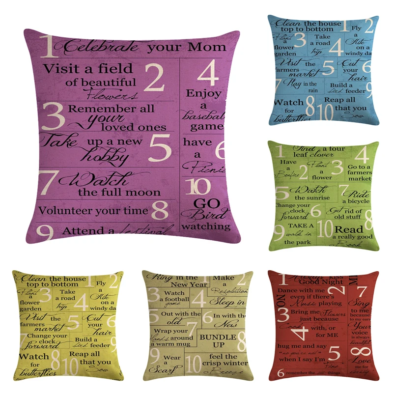 Number Cushion Cover Letter Words For Sofa Home Decorative Throw Pillow