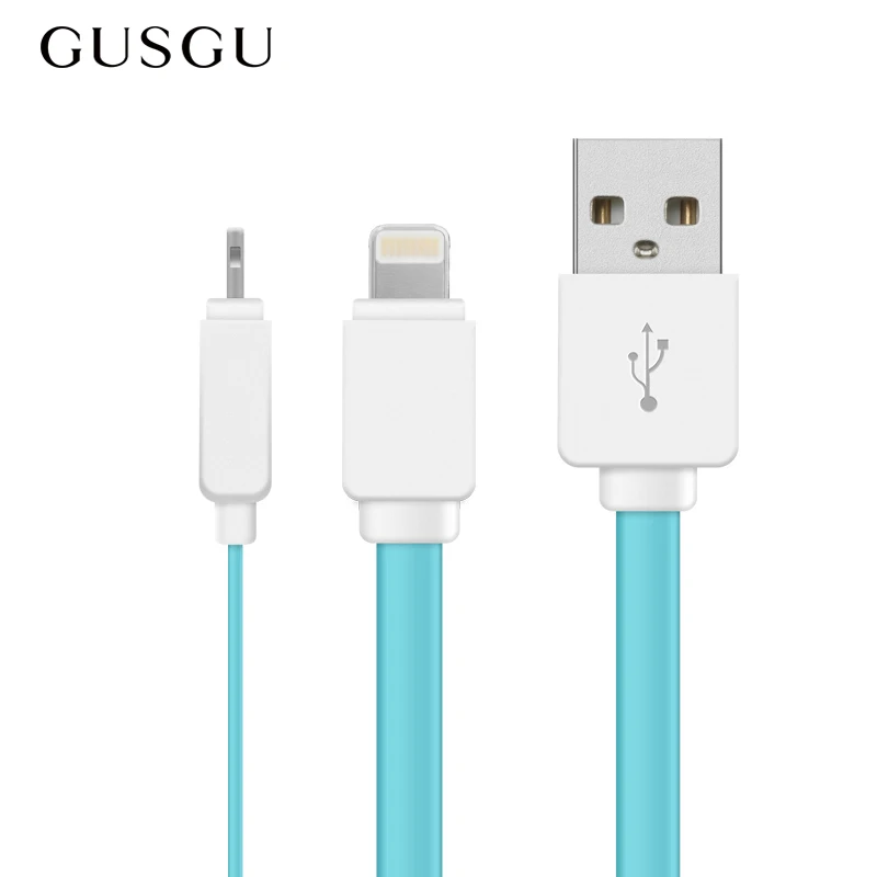 Плоский USB кабель для iPhone, GUSGU кабель для мобильного телефона для iPhone 2.1A зарядный usb-кабель для iPhone iPad кабель для зарядного устройства