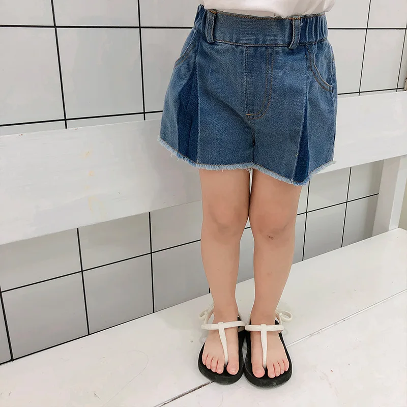 

2019 Korean Style Summer Toddlers Girls Denim Shorts Ruffled Trend Kids Pants Casual Baby Children Trousers Girls Clothes