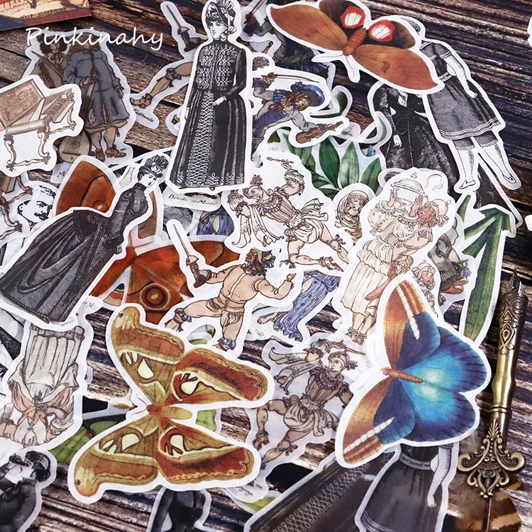 

50pcs/Lot Vintage Flower Leaf Plants Travel Diary Stickers Retro Butterfly Scrapbooking Korean Cute Bullet Journal Sticker Label