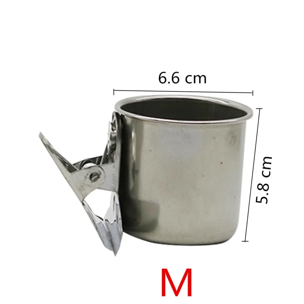 New Metal Bird Parrot Feeder Food Water Feeding Bowl Pet Cage Clip Cup Dispenser Pet Supplies Parrot Drinker Supplies 1Pc