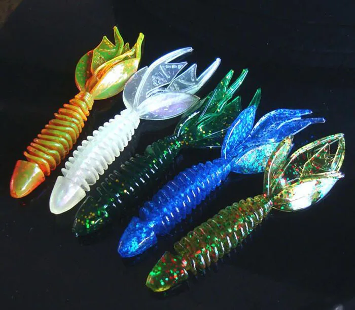 5pcs10cm 7.8g Soft Grub Scattered Tail Prawn Soft Plastic Artificial