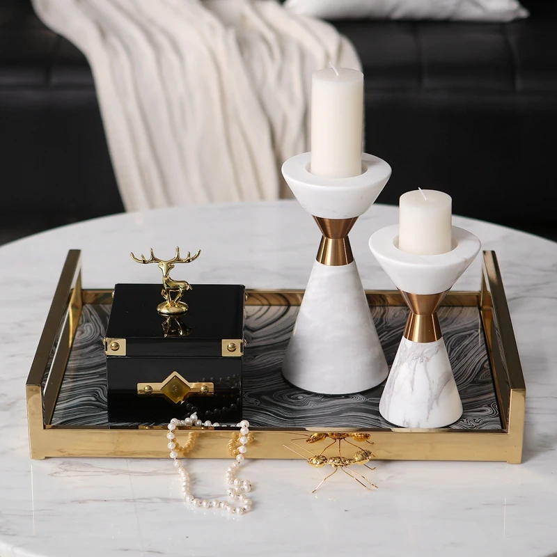 Творческий черный и белый цвета текстуры металла дисплей блюдо Европейский современный гостиная домашний декор Jewelry мыльница кофе чай лоток
