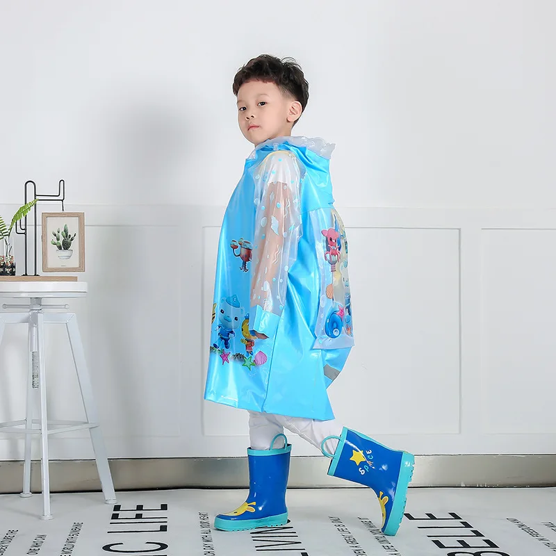 New children's cartoon fashion raincoats, male and female students with big bags, XL children's raincoats