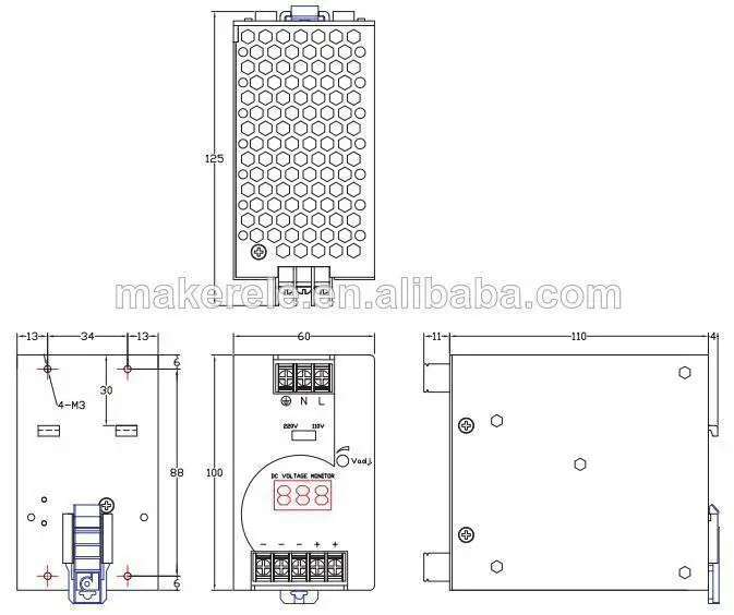 Импульсный блок питания для компьютера Din rail питания LP-300-48 300 Вт 48 В 6.25a Один Выход Импульсный Источник питания ПЕРЕМЕННОГО ТОКА в постоянный для led водитель