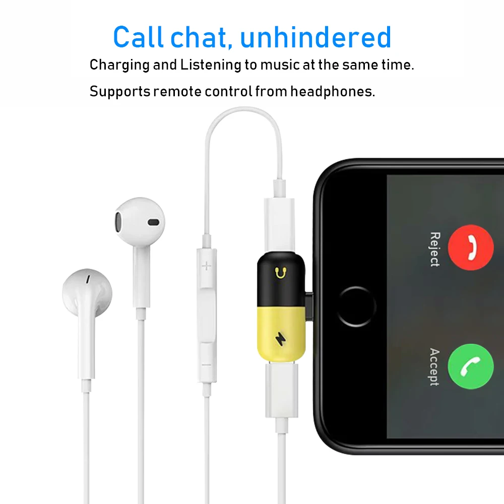 Cherie 2 в 1 Pill два порта аудио сплиттер кабель наушников переходник для iPhone 7 8 Plus X XS Max