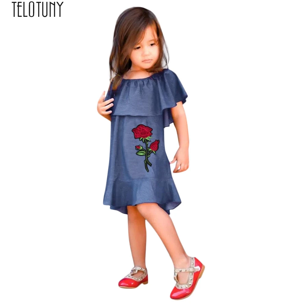 

TELOTUNY Baby Dress Mom&Me Girl Floral Match Daughter Family Denim Dress Sundress Clothes Girls Dress Fashion Hot Sale New Jan10
