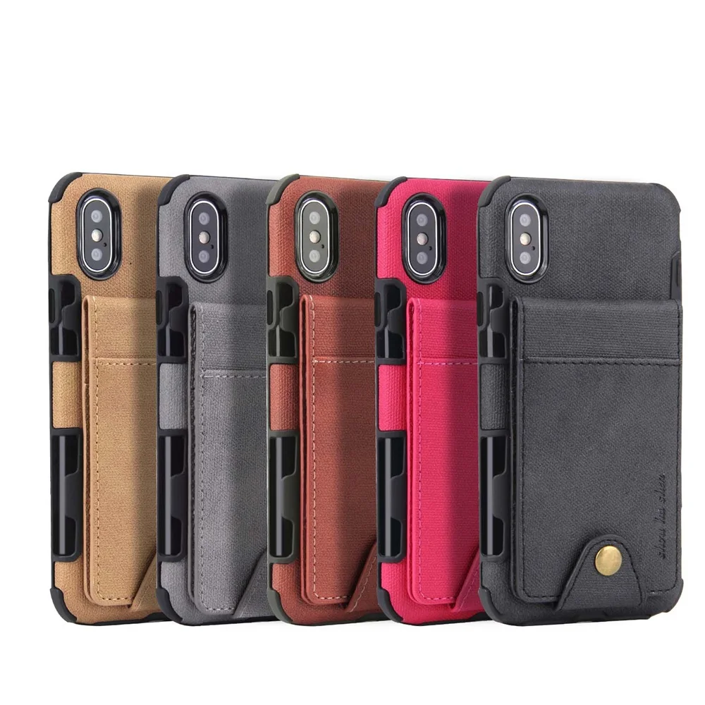 

Colorful Button Canvas Wallet Case Card Slot Flip Linen Cover For iPhone 7 8 6 6S Plus X XR XS Max Card Package