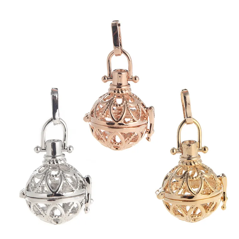 

Hollow Round Ball Essential Oil Diffuser Cage Pendant Carved Pattern Necklace Pendant Jewelry For Woman