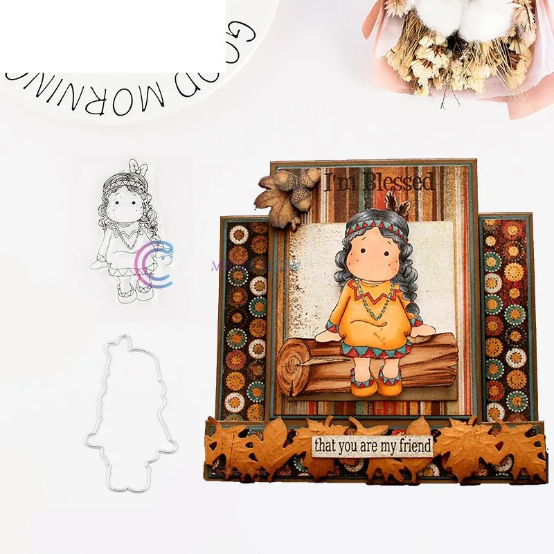

girl Transparent Clear stamp and Metal cutting dies DIY Silicone Seals Scrapbooking / Card Making/Photo Album Decoration