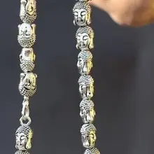 Благородство удача женские ювелирные изделия Chineae тибетский серебряный резной молитва Будды ожерелье из бисера серебряный крючок серебряные ювелирные изделия