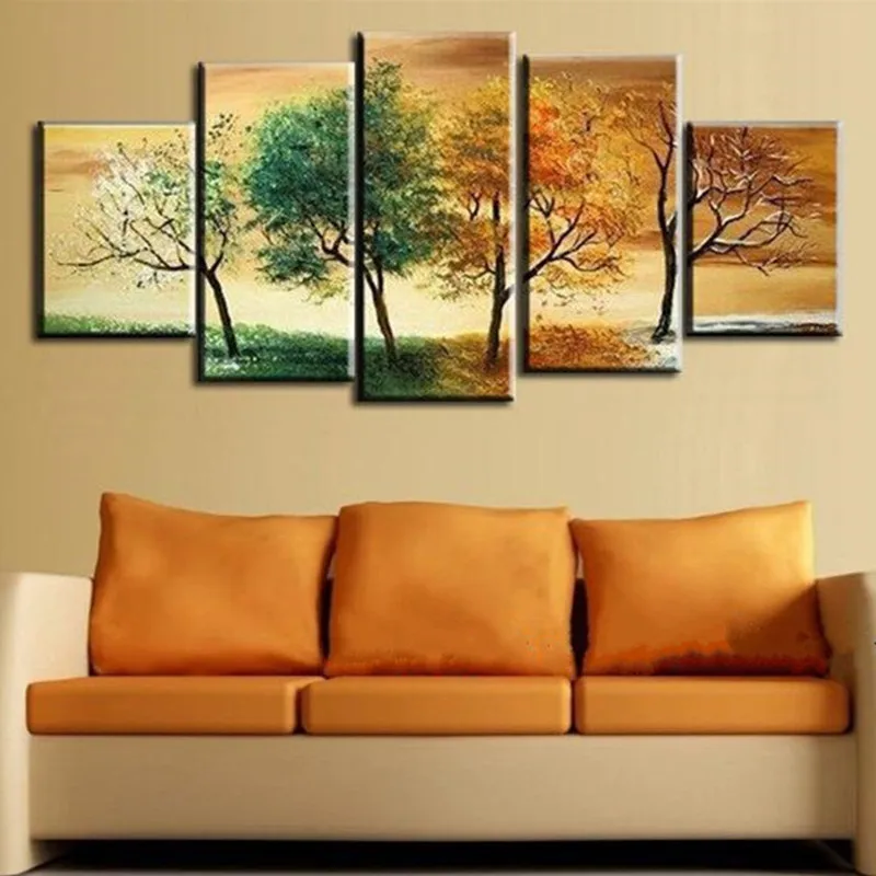 

5 Piece Pictures Handpainted Abstract Oil Painting Handmade Trees Landscape Paintings on Canvas Modern Home Decor Wall Art Sets