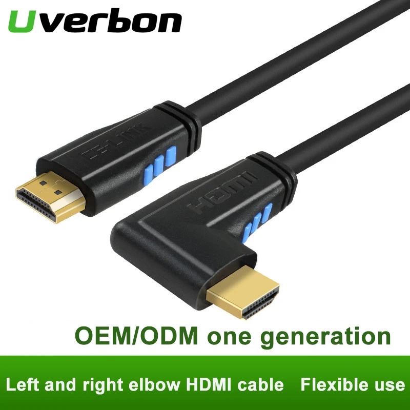 

4K 90 Degree HDMI to HDMI 2.0 Cable HDR 3D Support for laptop TV LCD Laptop PS3 Projector Computer Video Cable Elbow HDMI Cord