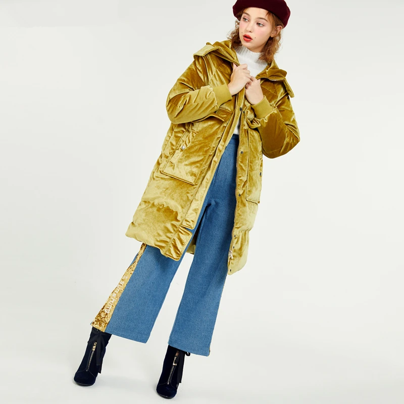 Vers 2017 À Capuchon Lettre Velours Au Yellow Chaud Bas Jq235 Broderie Épaissir Le Garder Robes Mode Femme Hiver Nouveau Rose Veste Lady Poches zqw84vzr