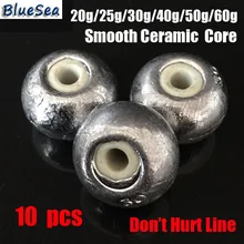 BlueSea 10 шт./пакет 20 г/25 г/30 г/40 г/50 г/60 г Гладкий полый сердечник круглые свинцовые грузила для рыбалки круглые рыболовные грузила для ловли карпа