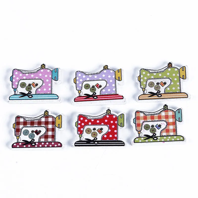 

50Pcs/Pack Wooden Buttons Scrapbooking Mixed Sewing Machine Shape Sewing Buttons Kits DIY Decoration Garment Craft Accessories