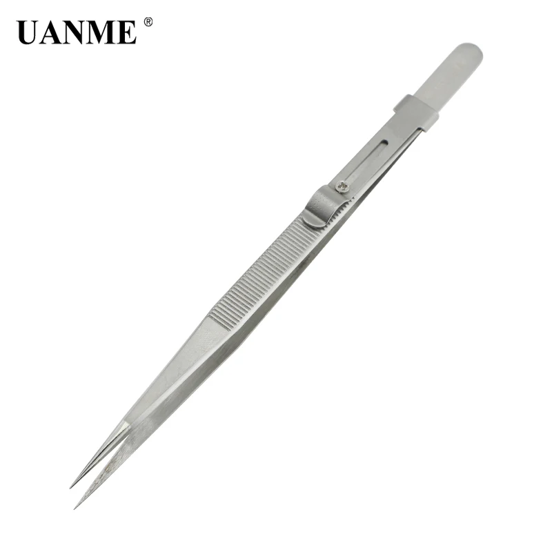 

165mm Adjustable Tweezers Anti-static Stainless Steel Tweezers Straight Pointed Tip Slide lock Hold Tightly JM-T9-11