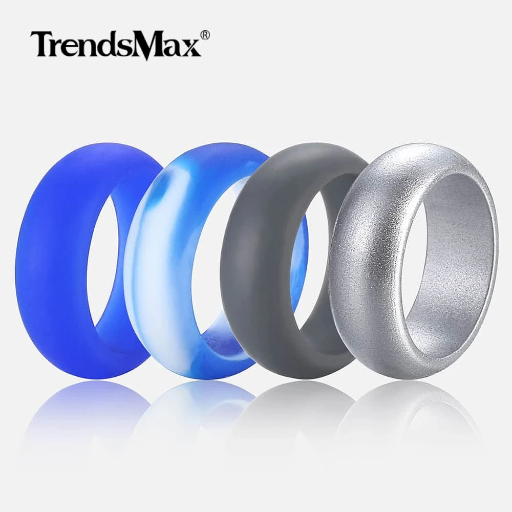 Trendsmax Anillo de silicona hombre y sortija redonda, Flexible, deportiva, talla 8 12, SRM01, 4 unids/set/Set| Anillos| - AliExpress