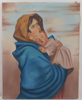 

High Quality Perfect Handicraft Art on Canvas : Traditional retro oil painting mother and child .