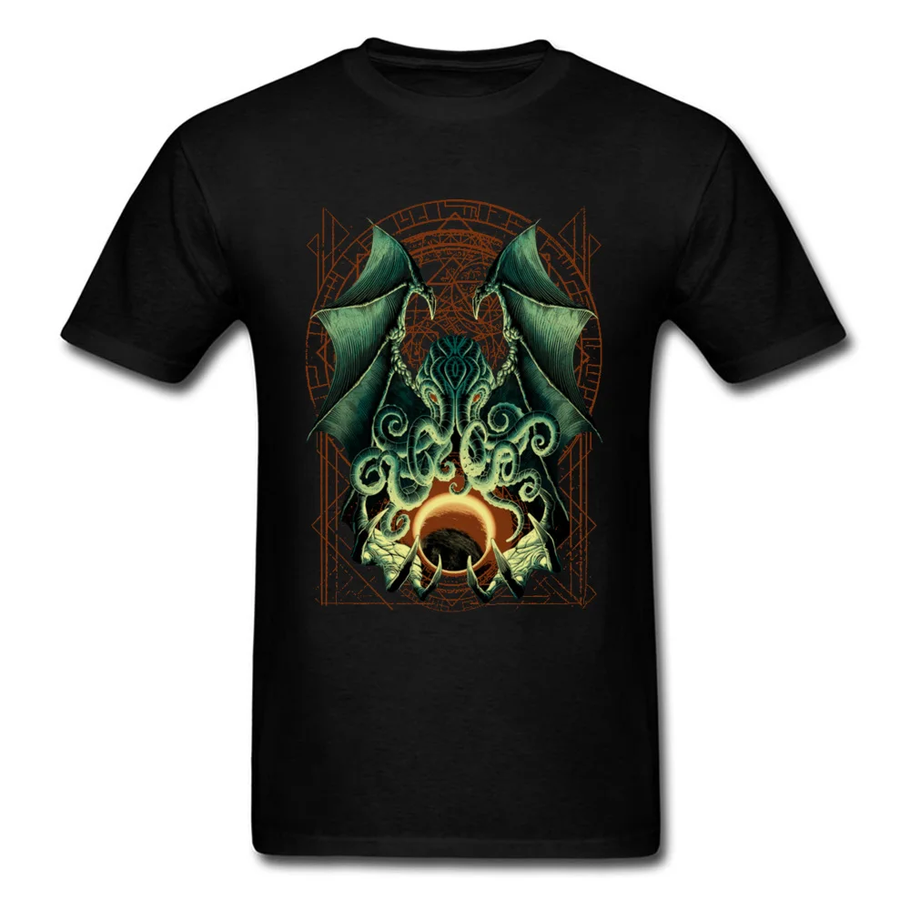 Printed CTHULHU-0601 Printed On Short Sleeve Labor Day Tees 2018 Hot Sale Round Neck Pure Cotton Sweatshirts Men T Shirts CTHULHU-0601 black