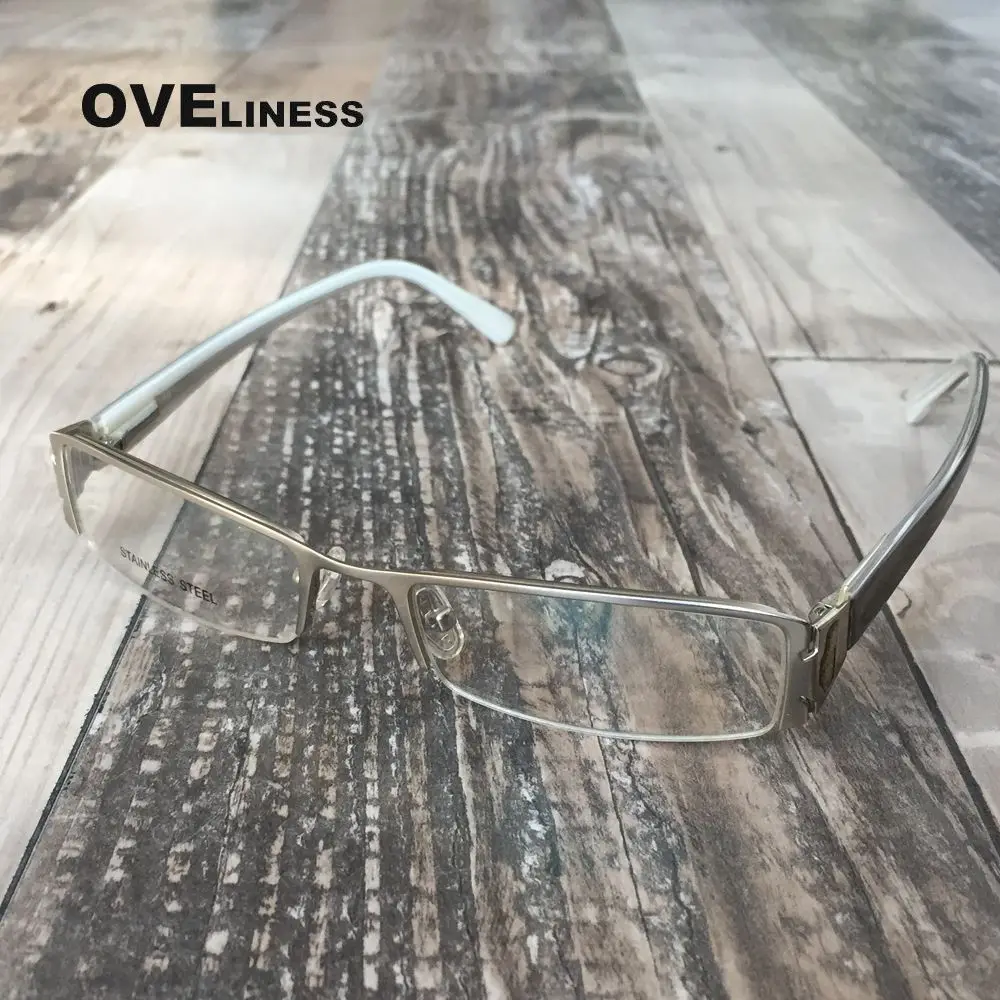 Оптические очки, оправа для очков, очки по рецепту, оправа для женщин, полуоправа, очки для близорукости, квадратные очки, оправа для глаз, серебро - Цвет оправы: silver grey