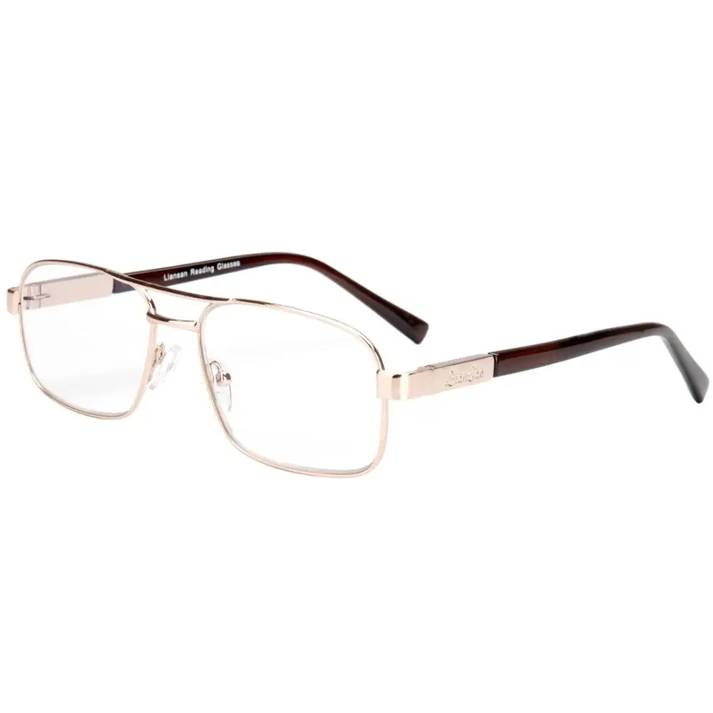Liansan Винтаж Ретро сплава Анти-излучения очки Очки для чтения для женщин Для мужчин Брендовая Дизайнерская обувь дальнозоркость дальнозоркостью l7299 - Цвет оправы: Gold