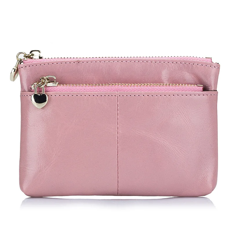 

Fashion Zipper Coin Purse Key Holder Genuine Cow Leather Case Women Coin Pocket Colorful Card Holder Money Bag Pouch Wallets