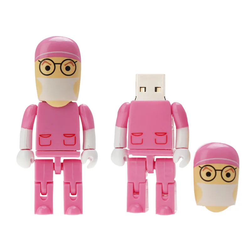 New Arrival USB Flash Drive 4GB 8GB 16GB PenDrive Cartoon Doctor Nurse Flash Memory Stick 32GB 64GB 128GB High Speed Pen Drive