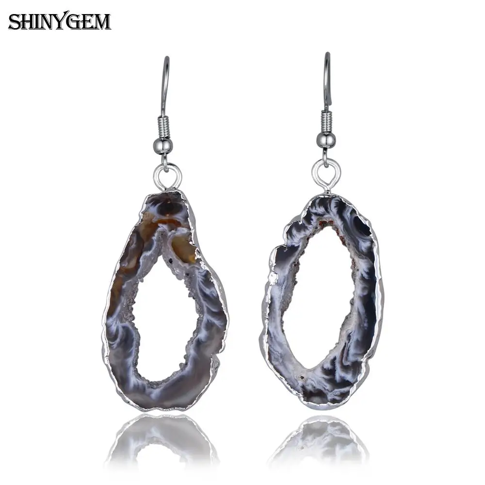 ShinyGem классические нестандартные натуральные черные коричневые серьги капельки