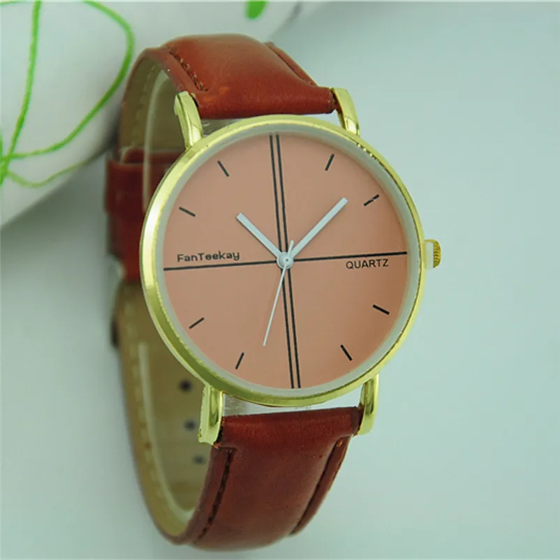 Fashion women watches bracelet watch ladies Simple Scale Simulation Leather band Thin Men And Women Quartz watch clock 3M30#N (6)