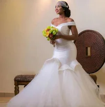 Latest Design Mermaid Sweetheart Off Shoulder Wedding Dresses Soft Tulle Bridal Gowns Robe De Marriage With Beadings KS36